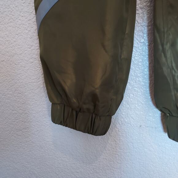 NEW Army Green Nylon Jogger Pants w/ Orange & Silver Block Size S - Picture 7 of 11